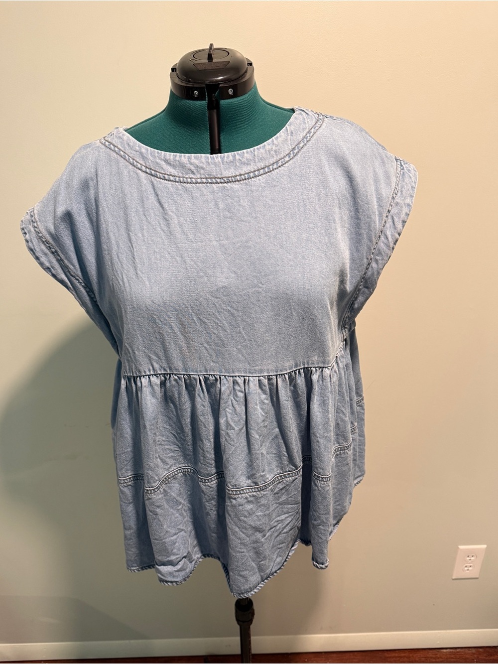 Chic Soul Denim Peplum Top